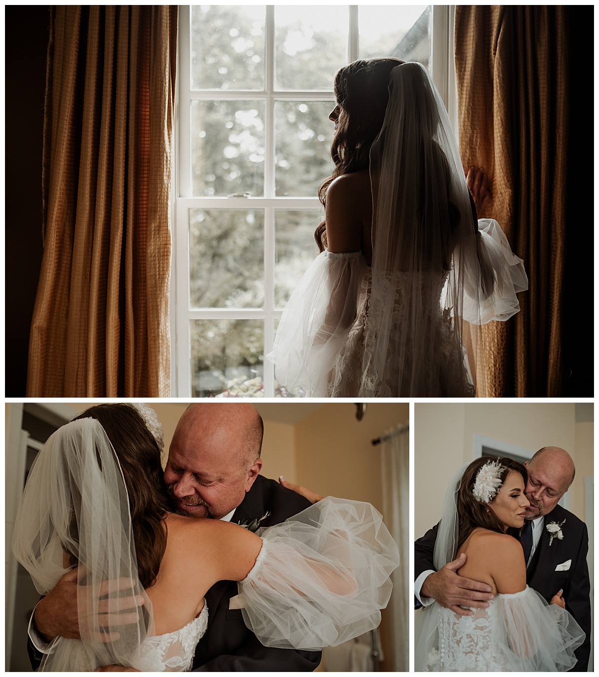 Bride and Father's first look at Twickenham House in Jefferson, NC. 