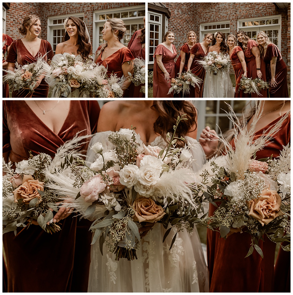 Bridesmaids for a Boho wedding at Twickenham House in Jefferson, NC captured by Paisley Sunshine Studios. 
