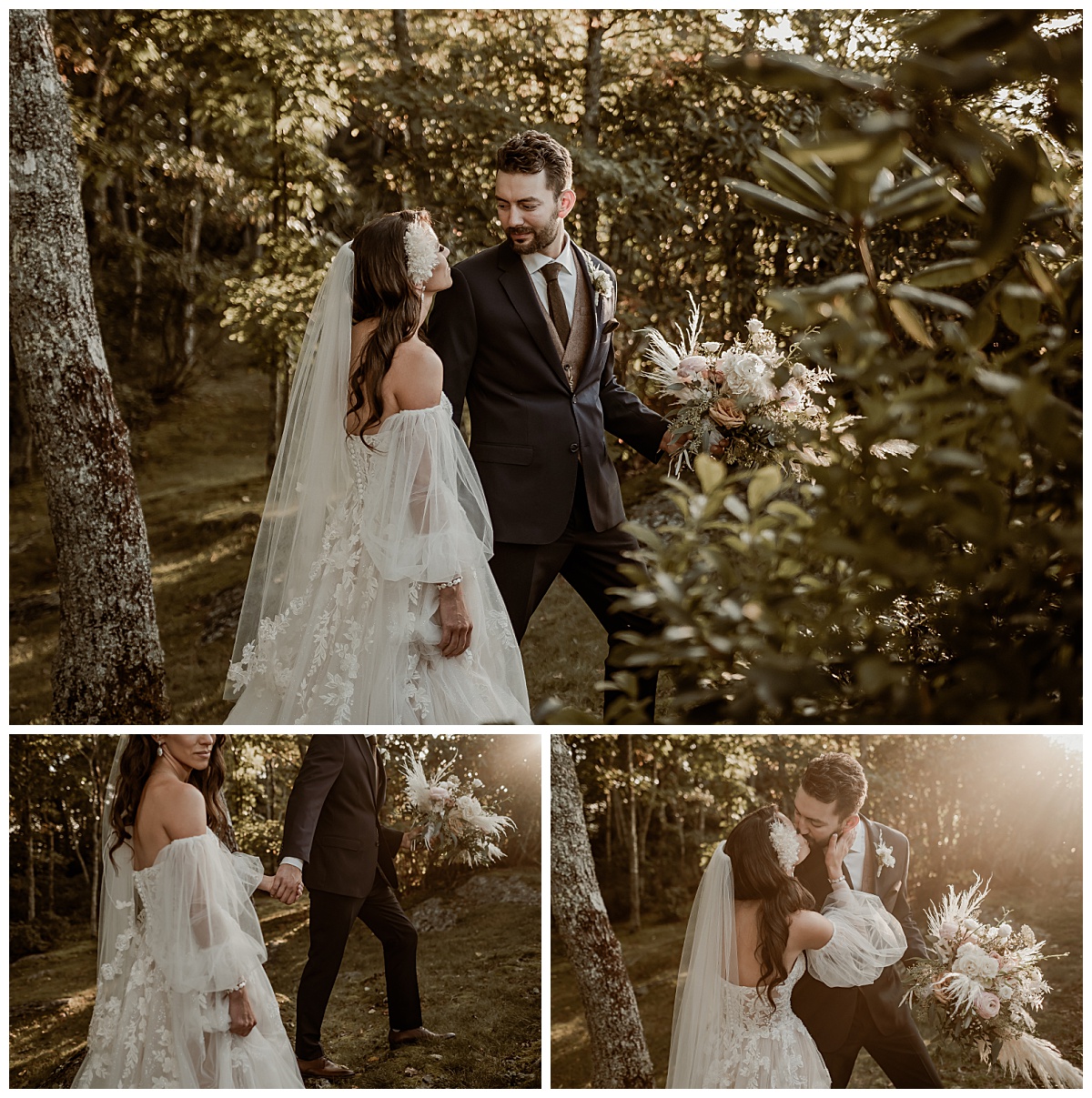 Enchanting wedding portraits of bride and groom at the Twickenham House in Jefferson, NC taken by Paisley Sunshine Studios. 