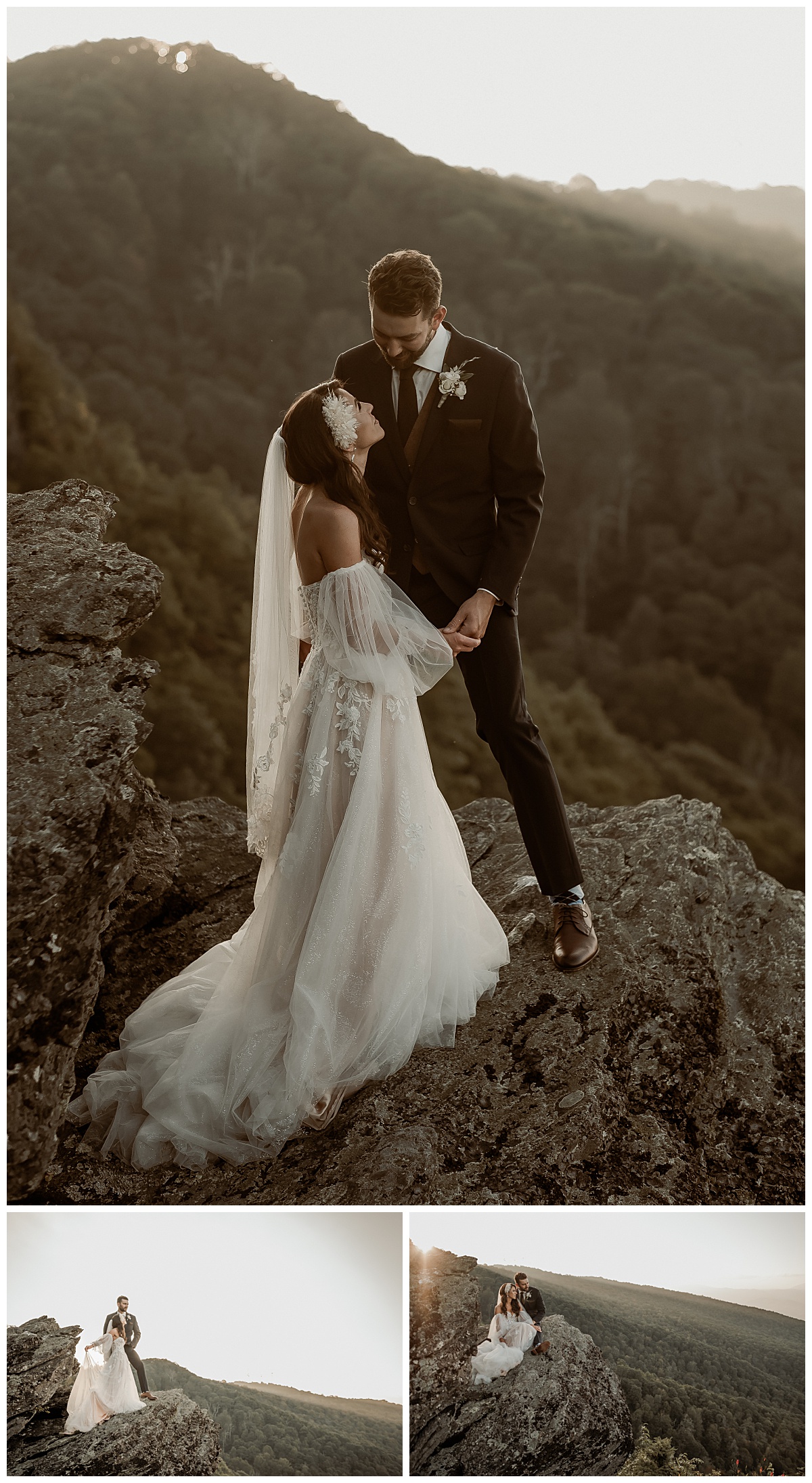 Bride and groom portraits in the mountains at Twickenham House. 