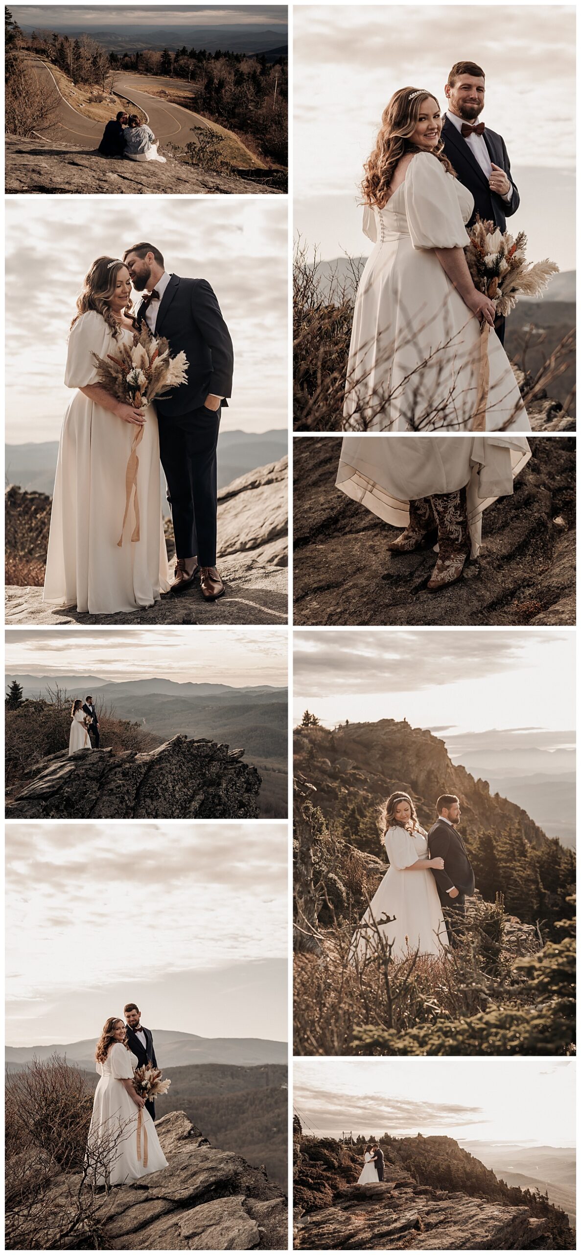 Bride and groom wedding portraits for a boho elopement at Grandfather Mountain in Linville, NC captured by Paisley Sunshine Photography, a North Carolina Wedding and Elopement Photographer. 