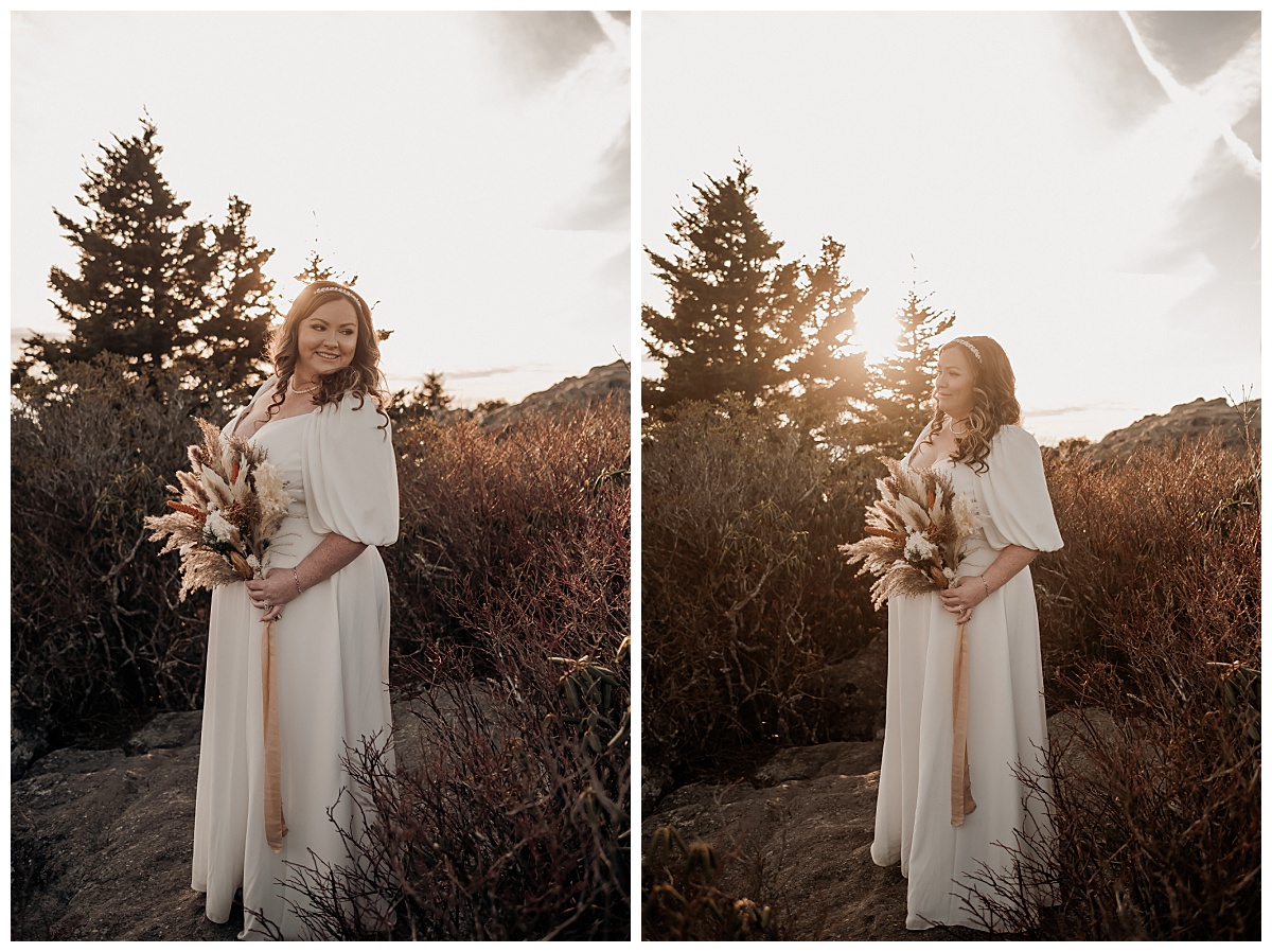 Bridal portraits for a boho elopement at Grandfather Mountain in Linville, NC captured by Paisley Sunshine Photography, a North Carolina Wedding and Elopement Photographer. 