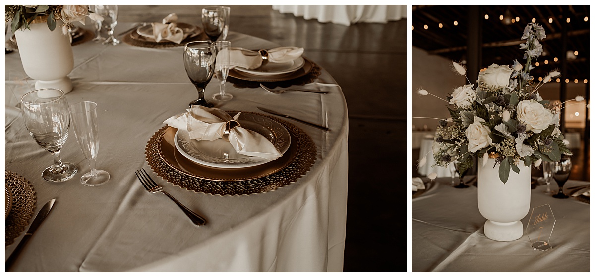 Boho industrial table decor for a wedding at Haus 820 in Lakeland, Florida. 