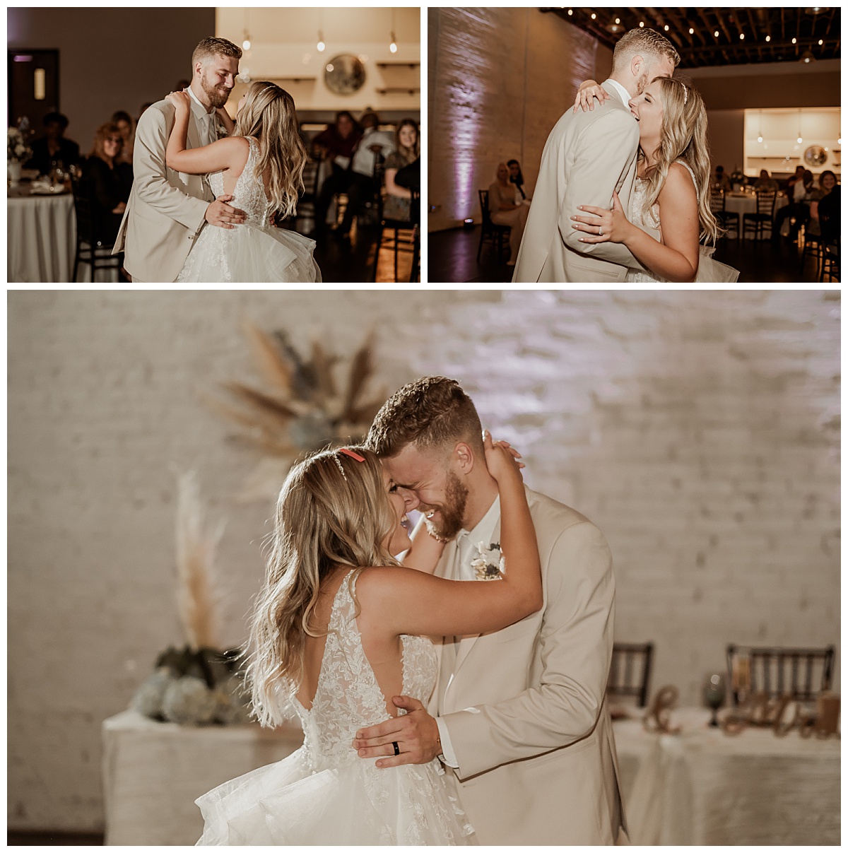 Bride and groom's first dance at wedding reception at Haus 820, a Lakeland wedding venue. 