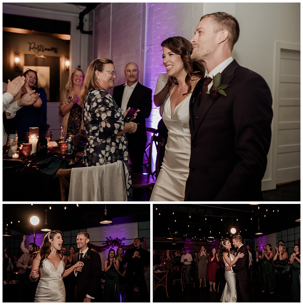 Bride and groom first dance at moody industrial wedding at the West Events in Madeira Beach, Florida. 