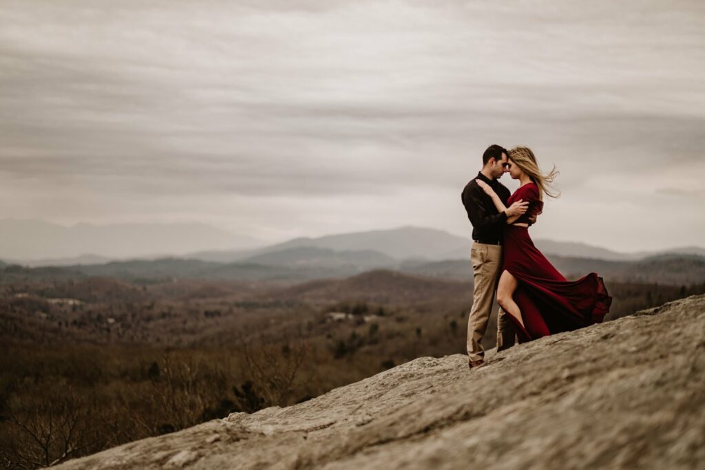 Best Places to Elope in North Carolina - Couple Posing at Beacon Heights Overlook Trail