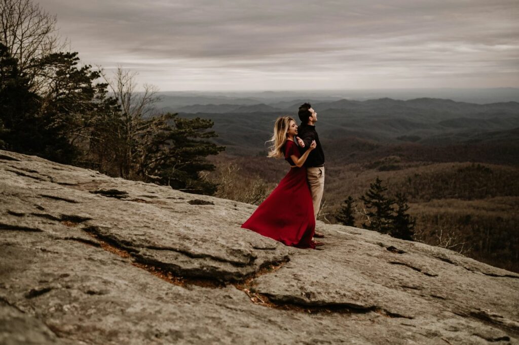 couple at their Blue Ridge Parkway Engagement Photos