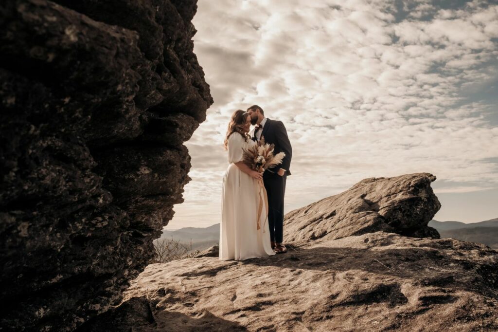 Best Places to Elope in North Carolina - Couple Posing at Grandfather Mountain